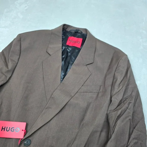 Hugo‎ Boss Double Breasted Suit Mens 40S Pants 36x32 Brown Modern Super 100 NEW